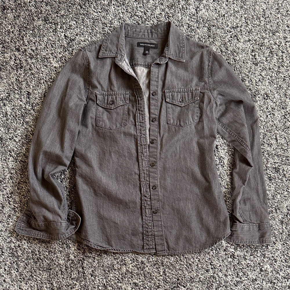 Banana Republic Cotton Charcoal Washed Button-Down Shirt XS
